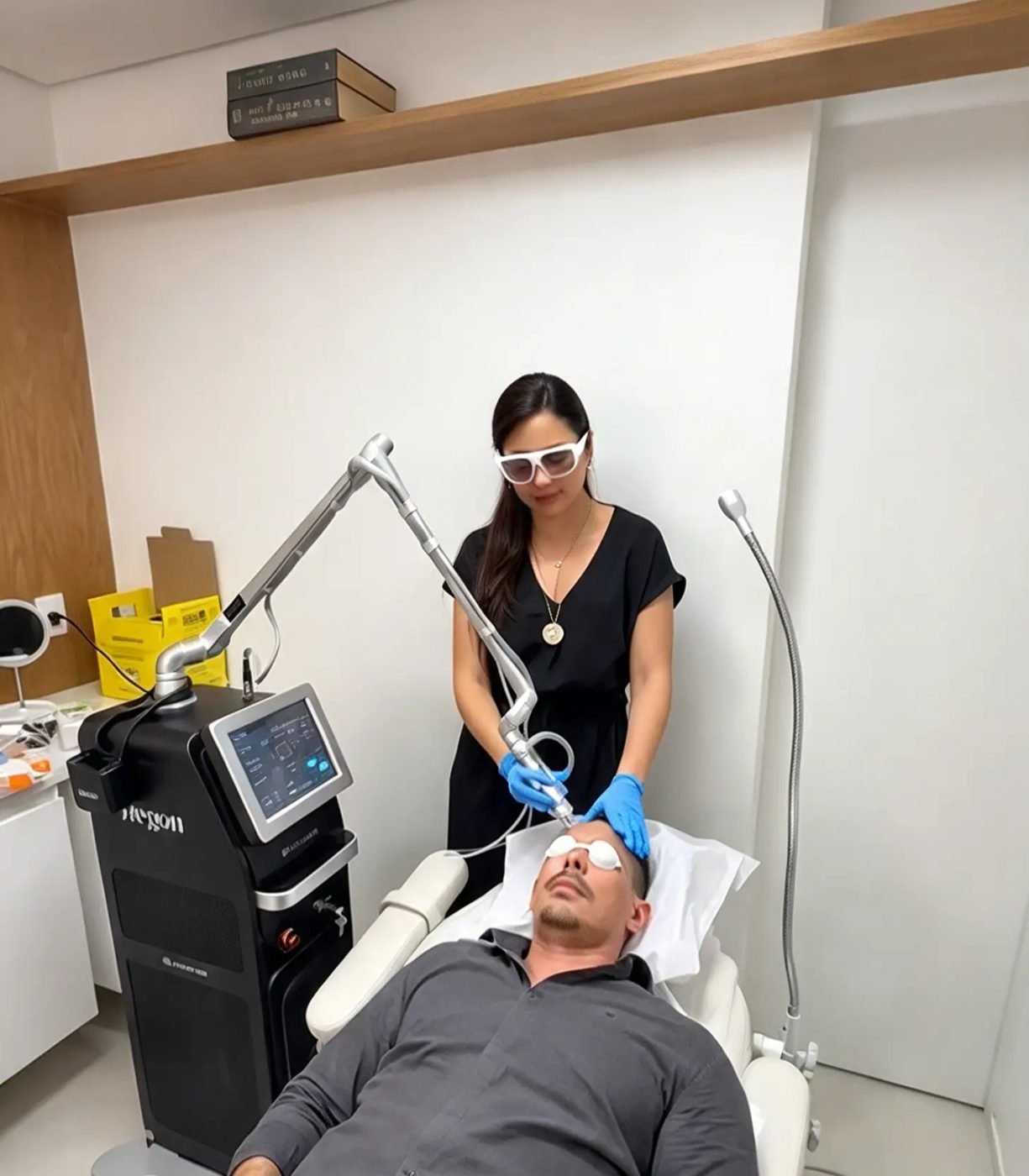 Dra. Liliam Matos aplicando o laser CO2 Hegon